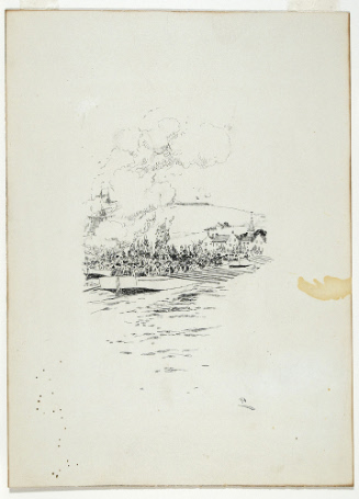 Illustration for Grandmother's Story of Bunker Hill Battle  / The barges gliding onward